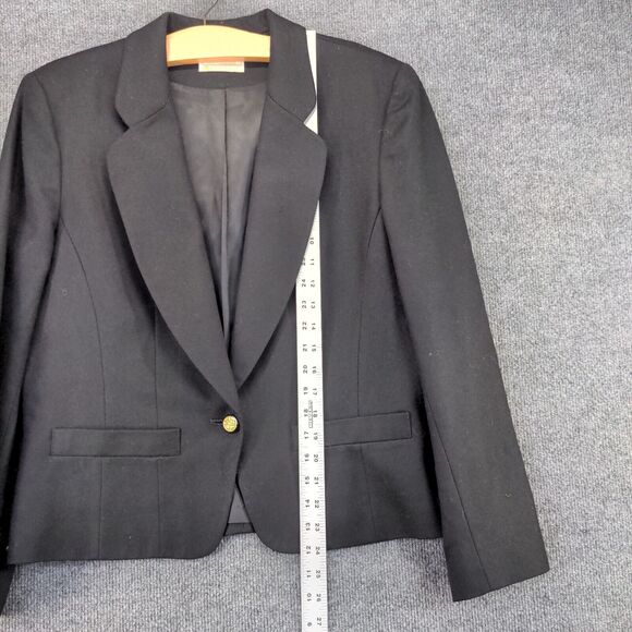 Pendleton Women's Blazer Jacket Black 12 Wool Notched Lapel Lined Vintage USA - Picture 10 of 12